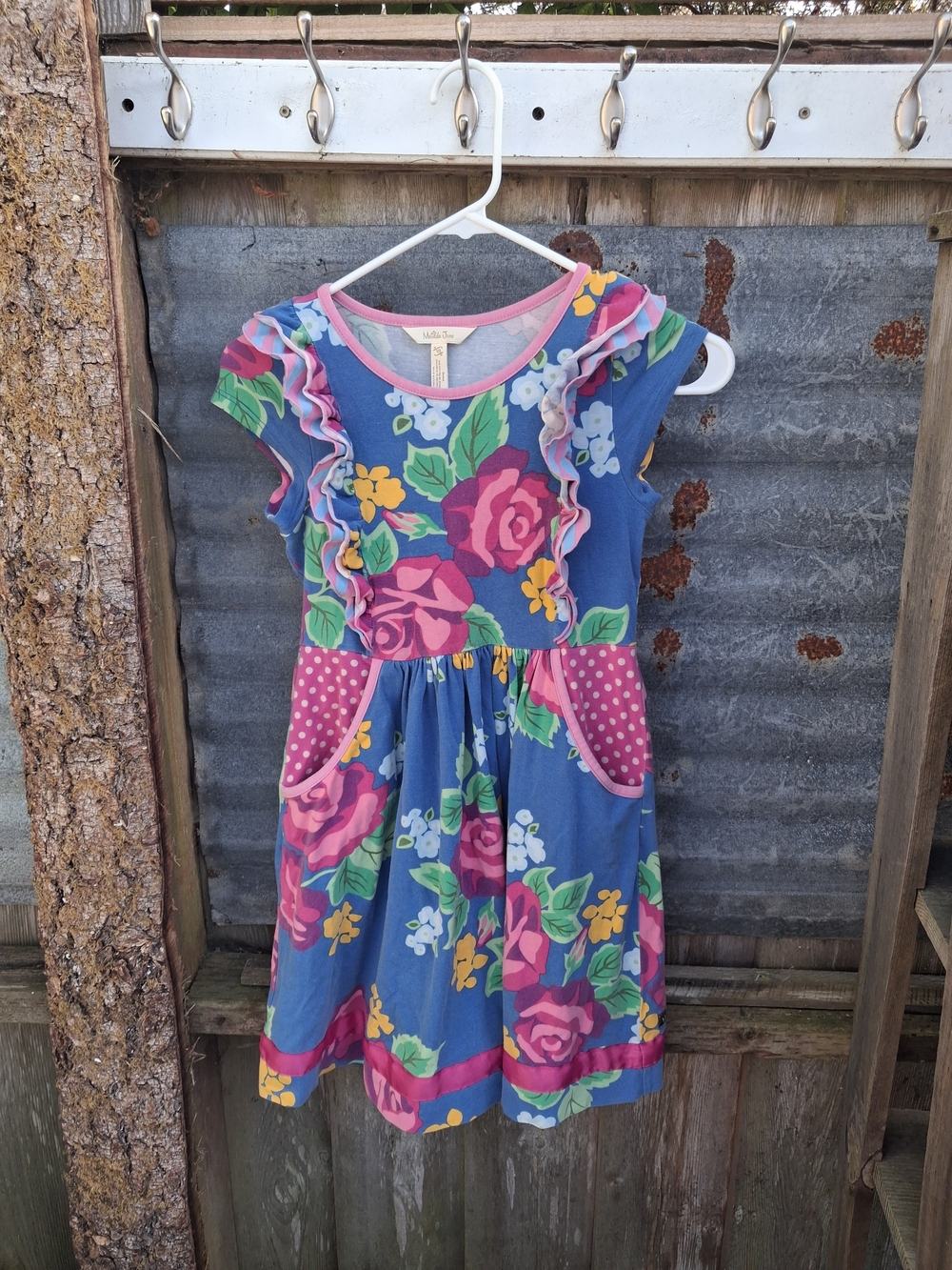 Matilda Jane Blue Floral Dress with Pink and Yellow Accents